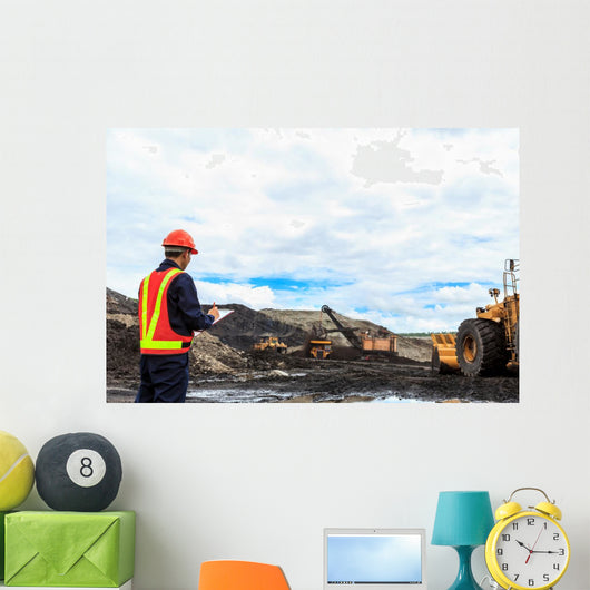 Worker in lignite mine Wall Mural