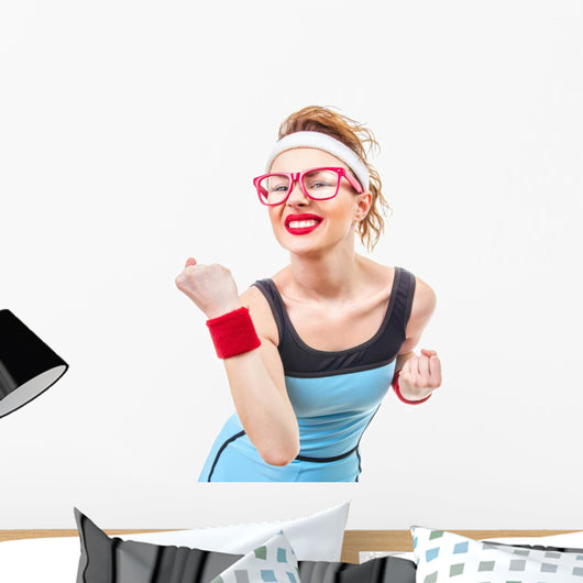 Funny fitness woman ready for gym Wall Decal