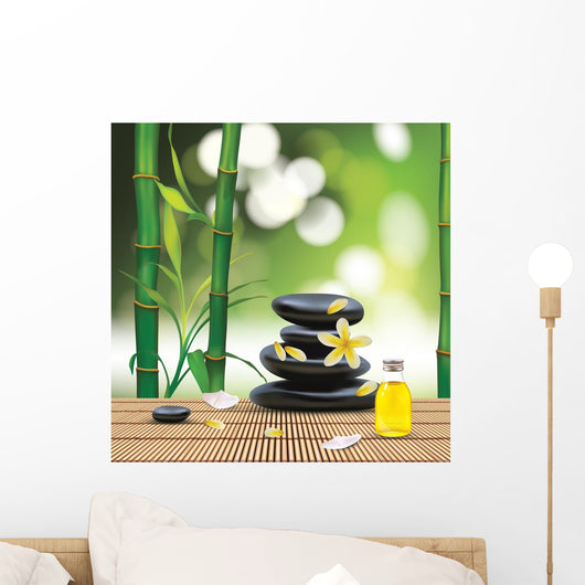 Vector Beautiful Spa Composition with Zen Stones Wall Mural