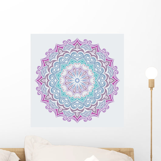 Abstract Colorful Flower Round Vector Ornament Wall Decal