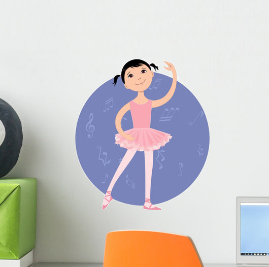 Cute cartoon little girl practising ballet Wall Decal