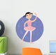 Cute cartoon little girl practising ballet Wall Decal