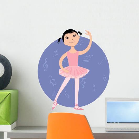 Cute cartoon little girl practising ballet Wall Decal