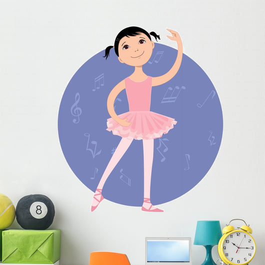 Cute cartoon little girl practising ballet Wall Decal