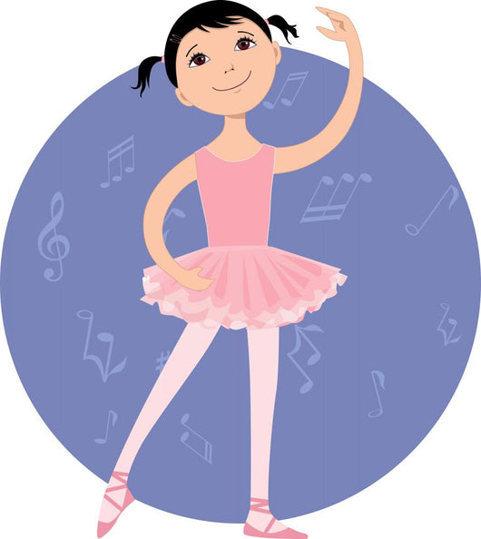 Cute cartoon little girl practising ballet Wall Decal