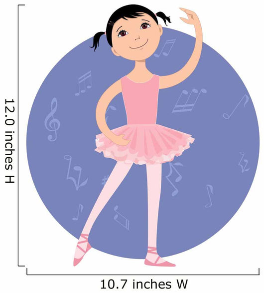 Cute cartoon little girl practising ballet Wall Decal