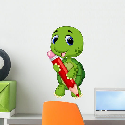 a cute turtle with color pencil Wall Decal