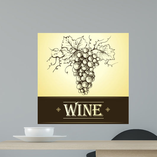 Wine Label with Grapes Wall Decal