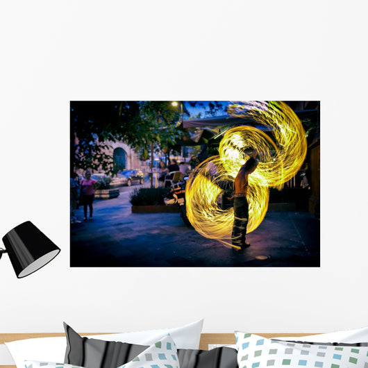 Fire Dancer Street Performer in Cuernavaca, Mexico Wall Mural