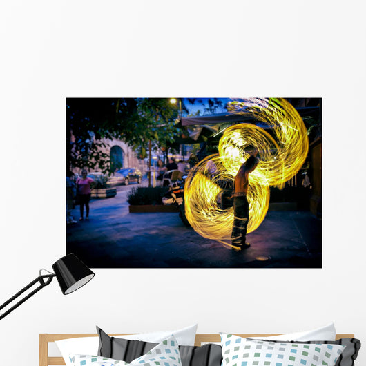 Fire Dancer Street Performer in Cuernavaca, Mexico Wall Mural