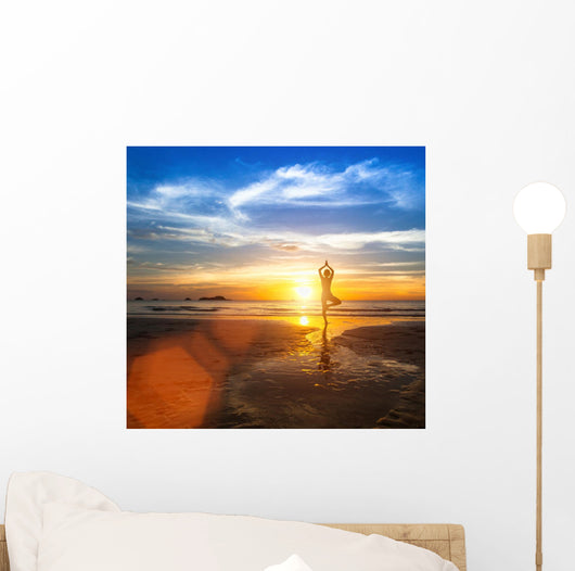 Beautiful Yoga Woman Sea Wall Decal