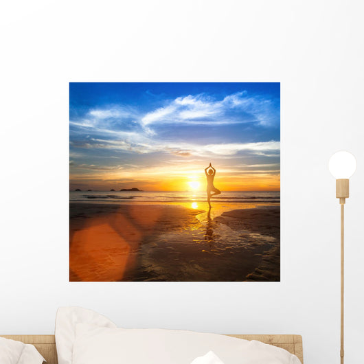 Beautiful Yoga Woman Sea Wall Decal