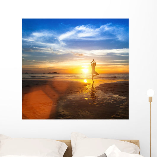 Beautiful Yoga Woman Sea Wall Decal