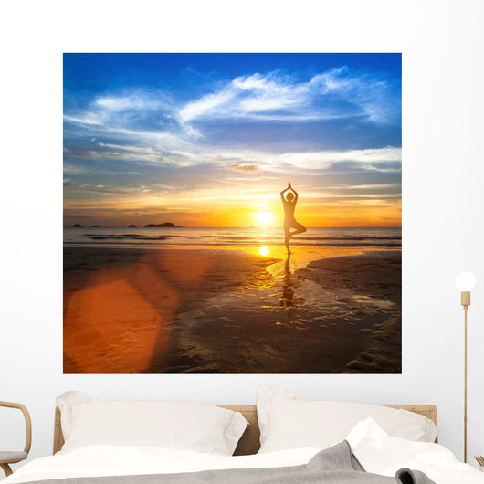 Beautiful Yoga Woman Sea Wall Decal