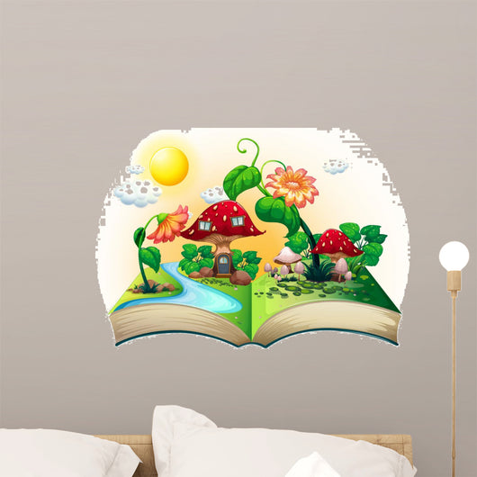 Mushroom House Book Wall Decal