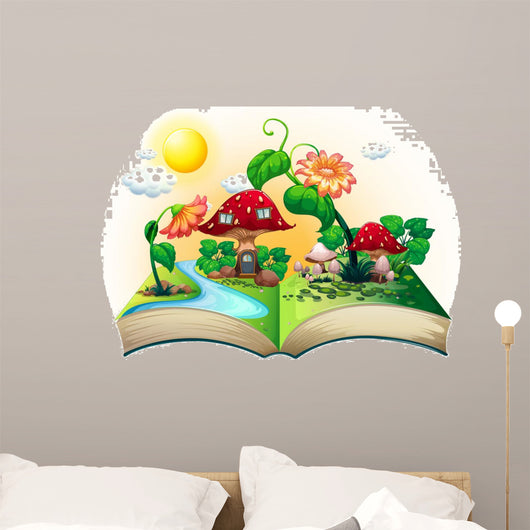 Mushroom House Book Wall Decal