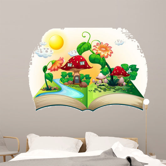 Mushroom House Book Wall Decal