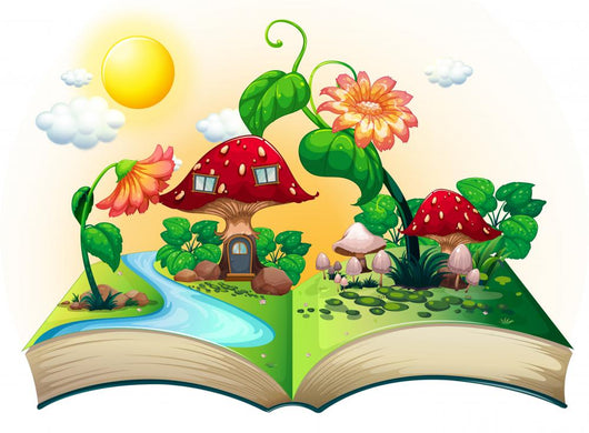 Mushroom House Book Wall Decal
