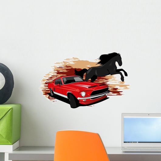 Mustang Car Horse Drawing Wall Decal