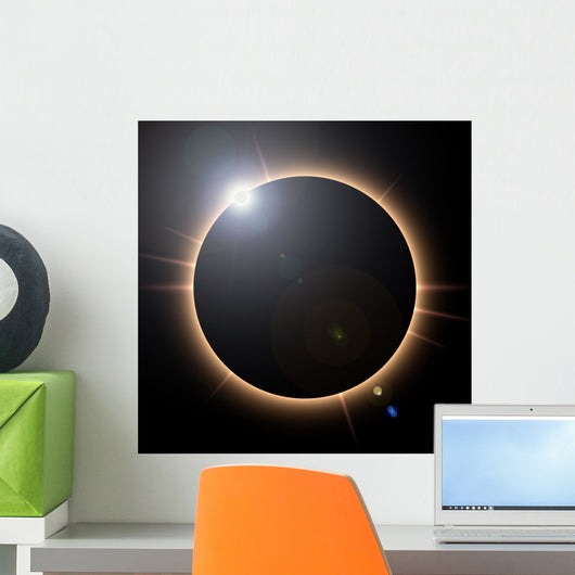 Rendered total solar eclipse with lens flare Wall Mural