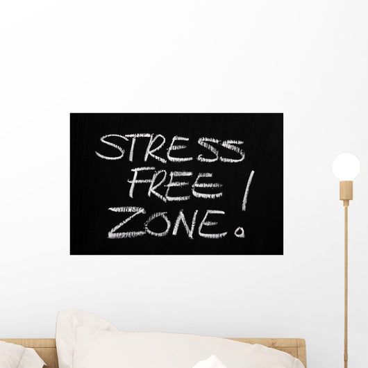 The phrase Stress Free Zone written on a blackboard Wall Mural