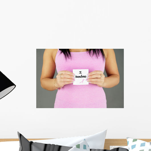 Woman survivor with paper Wall Mural