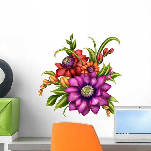 Autumn Colorful Flowers Arrangement Wall Decal