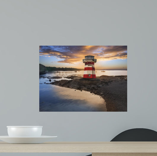 Red and White Striped Wall Decal