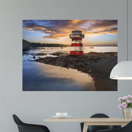 Red and White Striped Wall Decal