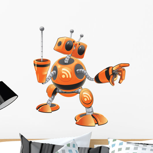 Orange RSS Robot Concept Wall Decal
