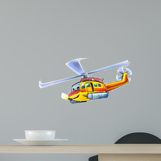Cartoon Helicopter Illustration for Wall Decal