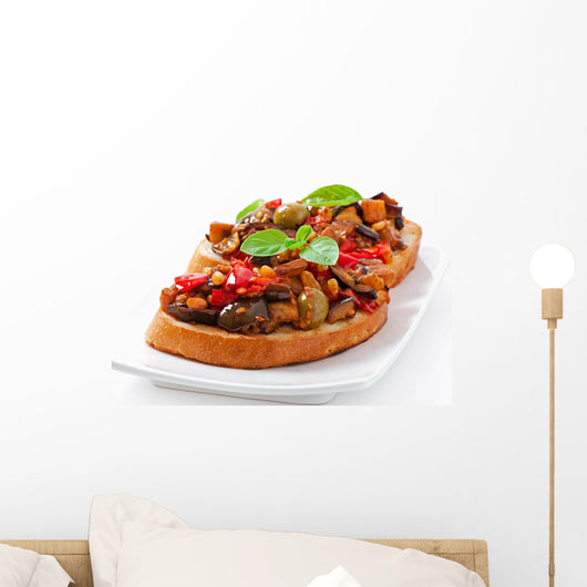 Bruschetta caponata with raisins and pine nuts decorated with a Wall Decal