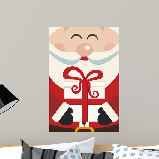 santa claus hold christmas gift Wall Mural