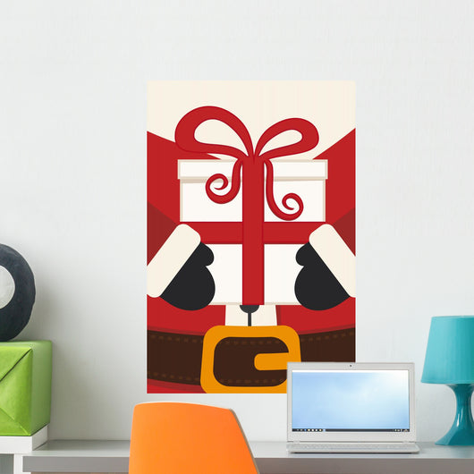 santa claus hold christmas gift Wall Mural