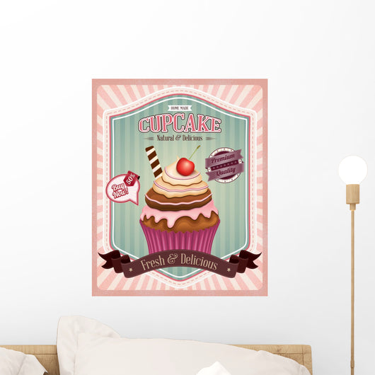 Vintage Cupcake Poster Wall Decal