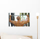 Back Of Bodybuilder Raising Barbell In Gym Hall Before Mirror Wall Decal