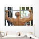 Back of Bodybuilder Raising Barbell in Gym Hall before Mirror Wall Mural