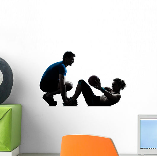 Man Woman Exercising Weights Wall Decal