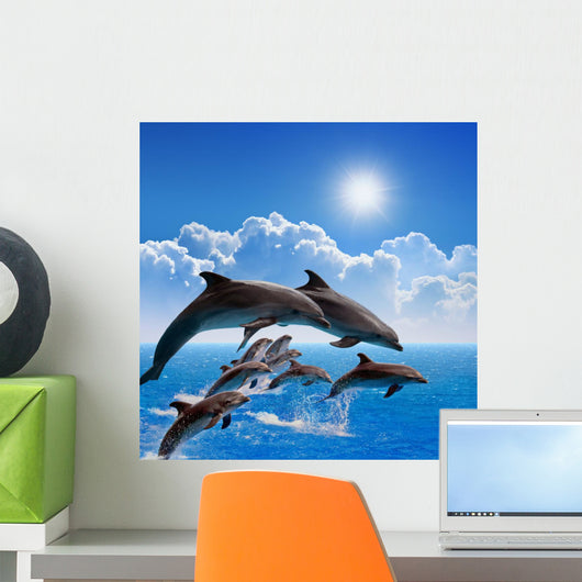 Jumping Dolphins Wall Decal