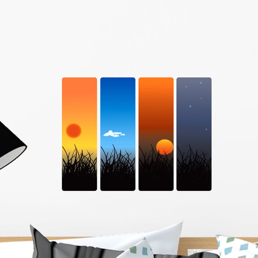sunrise, noon, sunset and midnight Wall Decal