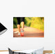 young fitness woman legs walking on forest trail  Wall Mural