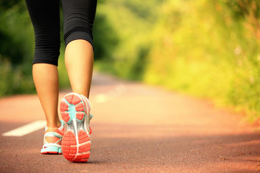 Young Fitness Woman Legs Walking On Forest Trail Wall Decal