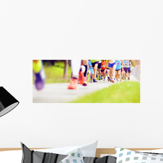 Unidentified marathon racers running Wall Mural