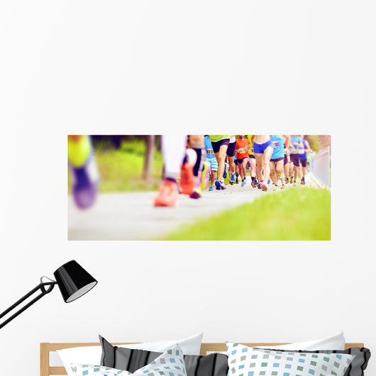 Unidentified marathon racers running Wall Mural