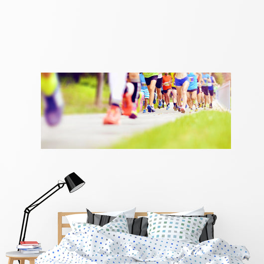 Unidentified marathon racers running Wall Mural