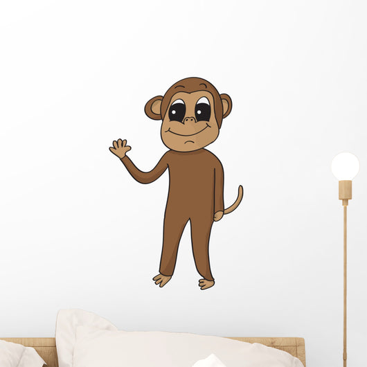 Happy Waving Monkey Wall Decal