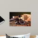 Wooden gavel and books on wooden table, law concept Wall Mural