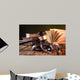 Wooden gavel and books on wooden table, law concept Wall Mural