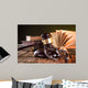 Wooden gavel and books on wooden table, law concept Wall Mural