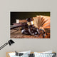 Wooden gavel and books on wooden table, law concept Wall Mural